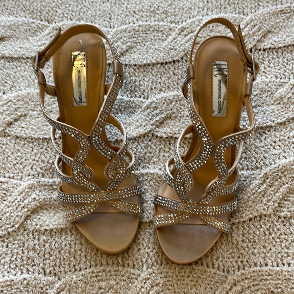 Rhinestone studded dress shoes.